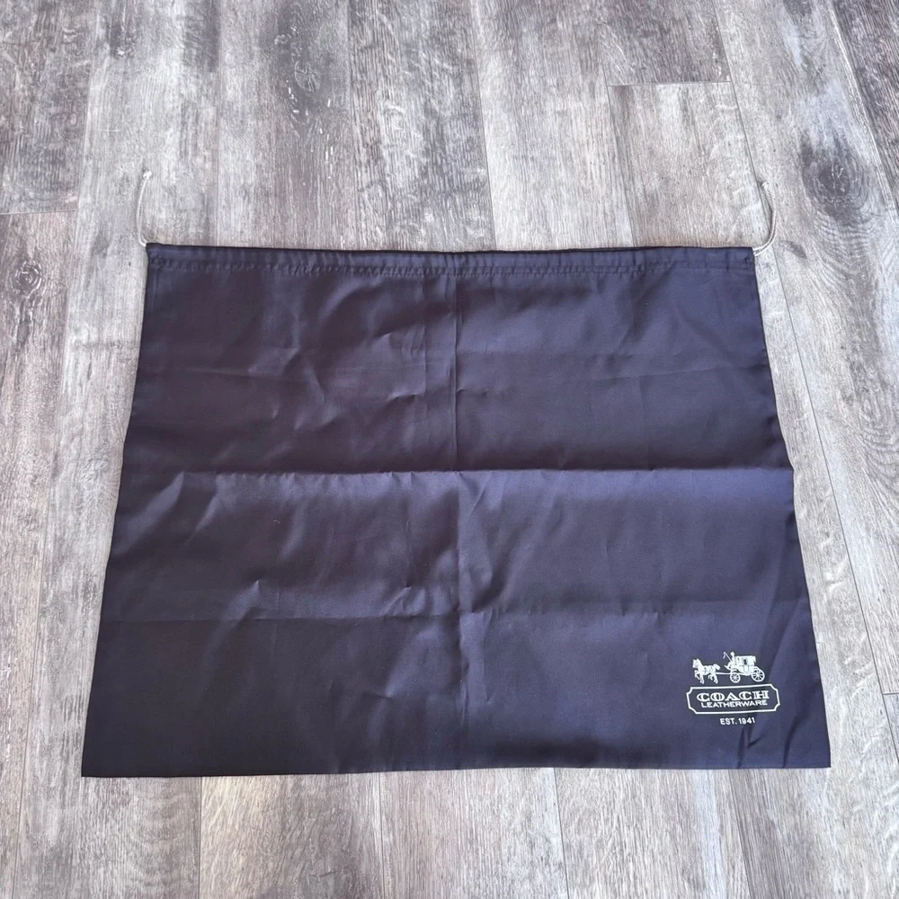 Coach Satin Chocolate Brown Large Dust Bag with Cream Logo - 23.25” x 19.25”